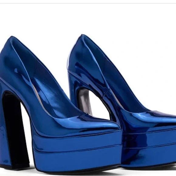 COPY - Marlania Platform Pump - Metallic Blue Speccio - Picture 2 of 6